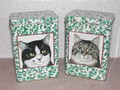 1 Boîte en métal noël avec 2 chats
